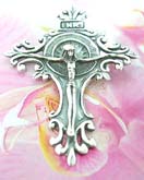 Religious Jesus on decorative cross pendant, made from sterling silver