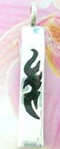 tribal figure design on rectangular sterling silver pendant