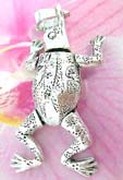 Leaping frog designed Sterling silver pendant with movable head, arms and legs 
