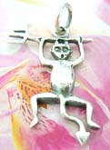 Stylish sterling silver pendant in monkey holding pitch fork motif