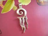 Spiral with reversed flames motif sterling silver necklace charm