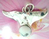 Trendy whales tail sterling silver pendant with imitation moon stone embedded