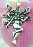 Nude fairy motif sterling silver pendant