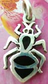 Spider designed sterling silver pendant with onyx chips