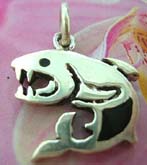 Orca shark sterling silver pendant with onyx