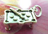Billiards pool table motif sterling silver necklace charm