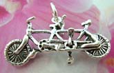 Tandem bike designed 925. sterling silver pendant