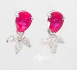 Jewelry Manufacturer supply wholesale, red cz water drop earring with write cz lear
