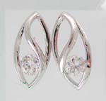 Wholesale new fashion jewelry, Clear CZ earring in carved-out double "S" shape pattern design
