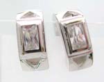 Victorian jewelry wholesale, cz earring in C shape design carved-out a big square and two triangles beside