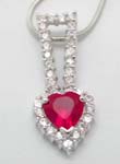 Wholesale high class fashion jewelry, a long heart charm with red cz, cz pendant(chain not included)