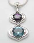 Wholesale lazy fashion jewelry , a sqaure clip holding a puple cz, water-drop, cz pendant(chain not included)