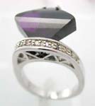 Wholesale affordable jewelry, a purple rhombus shape cz with dotted pattern, cz ring