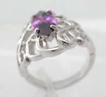 Wholesale fine costume jewelry, an eye shape purple cz with wavy line pattern, cz ring