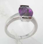 wholesale fashion costume jewelry, two clips with a round purple cz, cz ring