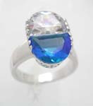 Wholesale fashion jewelry online, double half oval pattern with multi cz, cz ring
