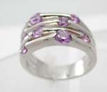 Wholesale fantasia jewelry , a linear pattern with mini purple cz, cz ring 
