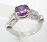 Wholesale good jewelry , a round purple cz with dotted pattern wings, cz ring 