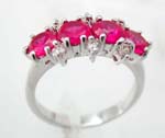 Wholesale jewelry , 4 pink cz line in the center with mini clear cz, cz ring 
