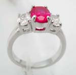 Wholesale jewelry , a large pink cz with 2 mini clear czin the center, cz ring