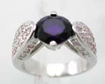 Wholesale quality jewelry , a dark purple cz with double arrow pattern on each side,cz ring 