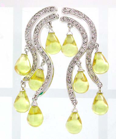 wholesale jewelry trendy design earring with clear diamond cz and lab-made stones, cz earring 