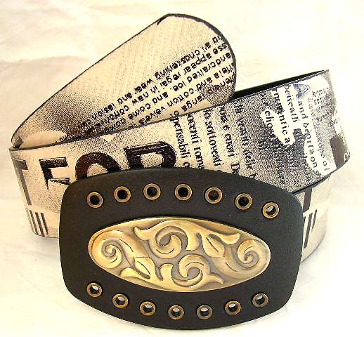 Fashion belt online wholesale - imitation leather belt with word phrase and floral hole buckle 