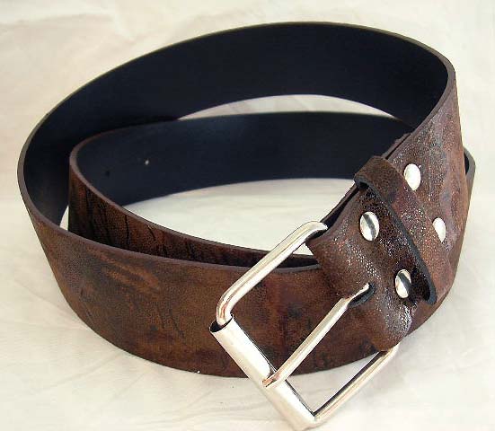 Wholesale fashion belts - brown imitation leather belt with pattern decor 