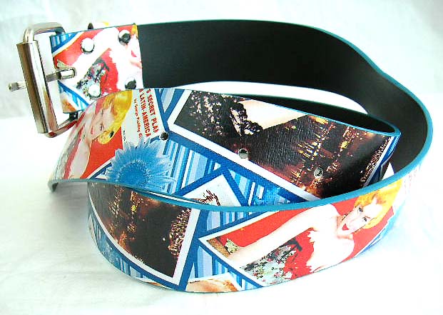 Fashion belt Bali import - imitation leather belt with American idol Hollywood motif "Marilyn Monroe" Pattern decor
