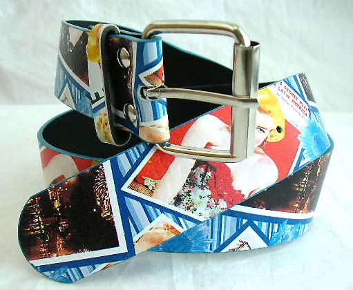 Fashion belt Bali import - imitation leather belt with American idol Hollywood motif "Marilyn Monroe" Pattern decor