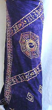 Wholesale oriental dress-mono blue long skirt with golden Chinese character and BA GUA design