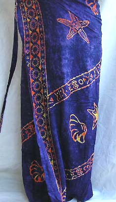 Wholesale Asian art-ocean blue long skirt with golden Chinese symbol and sealife design