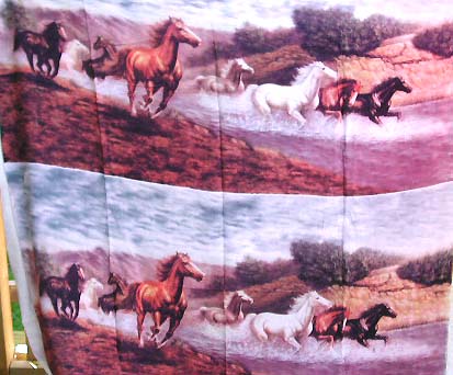 Wholesale summer apparel, double section with multi horse running in sunny day design
