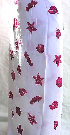 Wholesale summer casual wear, whitish rayon sarong with multi pinkish sealife creature