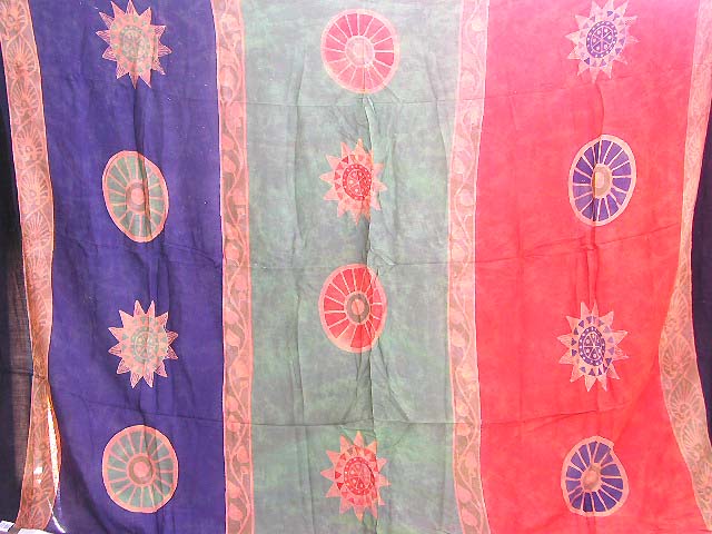 Wholesale bathing suit cover-ups -triple color section with Celtic wheel pattern 