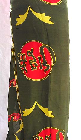 Wholesale oriental sarong-black rayon sarong with ancient mystic symbol and flying pattern