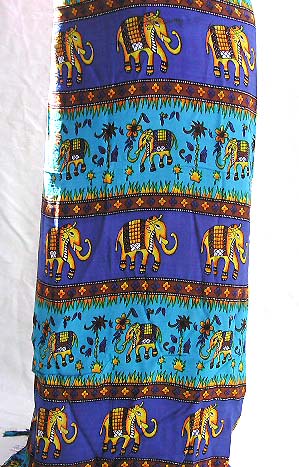 Wholesale Thailand surong-Linear pattern rayon sarong with elephants on garden design
