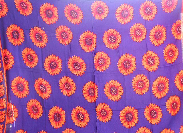 Wholesale sarong-orange color sun flower design blue Batik sarong wrap 