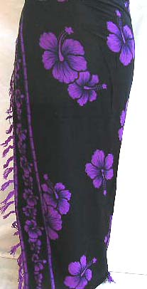 Wholesale summer sexy skirt-black sarong with multi purple flowers