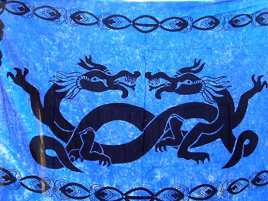 Two lover dragon hugging with blue color