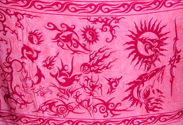 tattoo design artwork on rayon fabric, summer beach wraparound for new age group    
