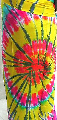 Green, pink, yellow color rainbow pattern design tie-dye fashion sarong wrap, randomly pick          