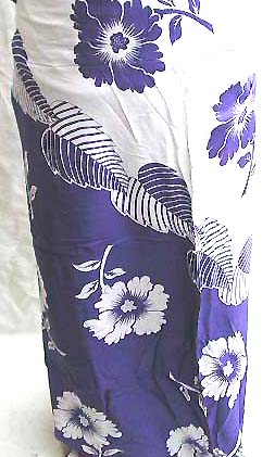 Double color blue and white background motif fashion sarong wrap with blue flower pattern design        