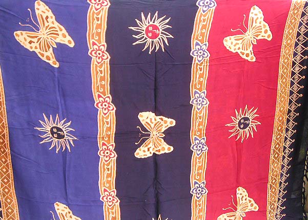 Triple color section with butterfly and sun work pattern         