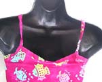 Rayon lady's short dress with wrinkle top in assorted color and design