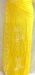 wholesale apparel supplier distribute rayon wrapping long skirt, Yellow background color with palm tree and flower decor each side 