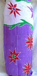 wholesale apparel supplier distribute rayon wrapping long skirt, Purple color with orange flower and red and purple decor each side 