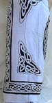wholesale batik apparel rayon sarong, White Batik rayon sarong with circle pattern at center and triangle shape Celtic knot work pattern on each corner 