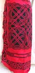 Double square Celtic knot work design in red color