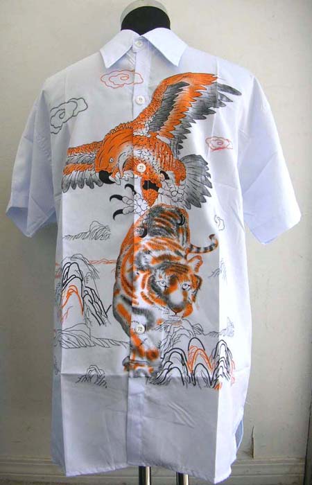 Hip hop fashion clothing wholesaler wholesale dragon or tiger man summer shirt top     